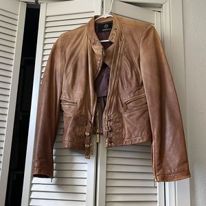 VINTAGE LEATHER FITTED VERSACE JACKET